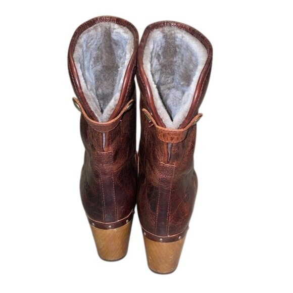 UGG Lynnea II Brown Leather Clog Boot Womens Size 9 1001793 Sheepskin Lined - Picture 5 of 14